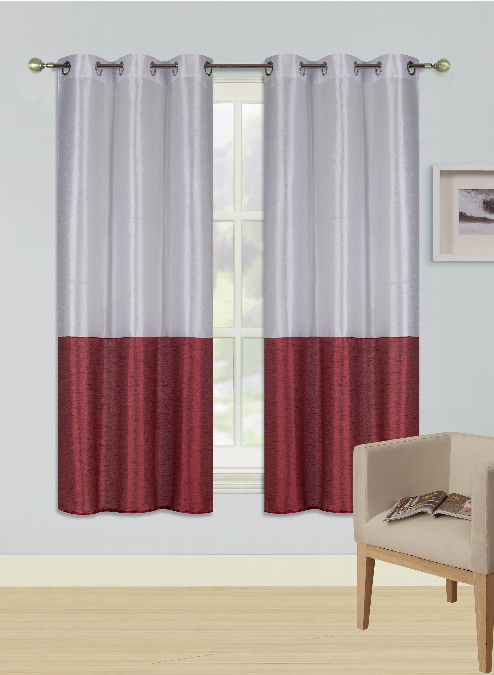1PC New 2-TONE Window Curtain Grommet Panel Lined Blackout EID RED WHITE 