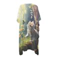 thumbnail image 2 of HELLHERO High Quality Fabrics Womens Beach Coverups Kimono Cardigan Cover Up for Summer Half Sleeve Free Size Bathing Suit Cover Up Cat, 2 of 6