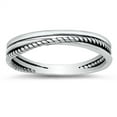 thumbnail image 1 of Unique Stacked High Polish Rope Knot Ring .925 Sterling Silver Band Jewelry Female Male Size 6, 1 of 4