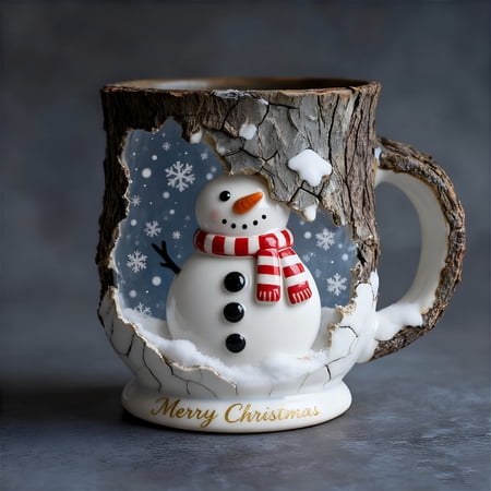 ACDANC 2026 New Christmas Magical Forest Crackle Glaze Ceramic Mug with Crackled Finish,Microwave and Dishwasher Safe Large Capacity Hot Cocoa Coffee Tea Cup for Holiday Gifts Christmas Mugs