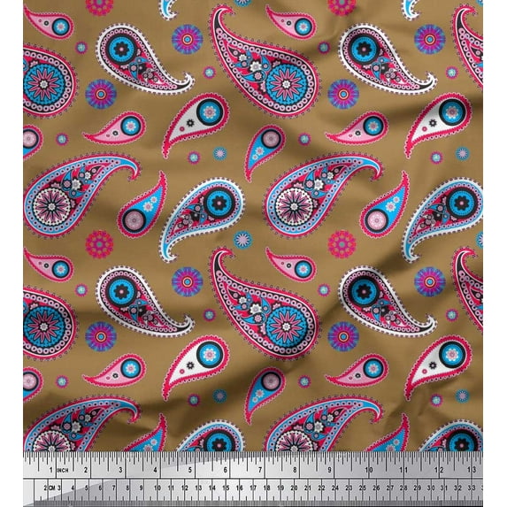 Soimoi Rayon Crepe Fabric Artistic Paisley Print Fabric by The Yard 46 Inch Wide