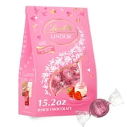 Lindt LINDOR Valentine's Day Strawberries and Cream White Chocolate Candy Truffles, 15.2 oz. Bag