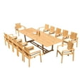 thumbnail image 4 of Grade-A Teak Dining Set: 12 Seater 13 Pc: 118" Mas Rectangle Trestle Leg Table And 12 Clipper Stacking Arm Chairs Outdoor WholesaleTeak #51CP2513, 4 of 6