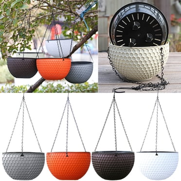 Walbest Imitation Honeycomb Self Water Absorption Hanging Flower Planter, Outdoor Garden Double-layer Resin Hanging Basket Flowerpot