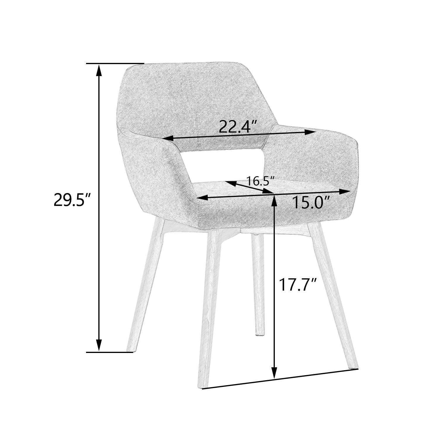 Desk Chair No Wheels Vanity Chair Makeup Chair Comfy Accent Chair for Living Dining Room Bedroom Home Office Mid Century Modern Upholstered Arm Chair Sofa Chair (Wool Black, 1)