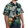 thumbnail image 2 of Koala Men's Short Sleeve Printed Button Down Beach Shirt Casual Summer Unisex Tops with Spread Collar, 2 of 6