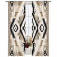 thumbnail image 2 of Sheer Curtains 84 Inches Long, Boho Black Brown Light Filtering Window Curtains for Living Room, Southwestern Geometric Ethnic Retro Rod Pocket Voile Sheer Curtain Drapes, 52"W x 84"L, 2 Panels, 2 of 8