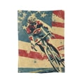 thumbnail image 2 of Patriotic Cycling Throw Blanket Gifts, Blanket with American Flag and Cyclist Print 50x40, 2 of 6