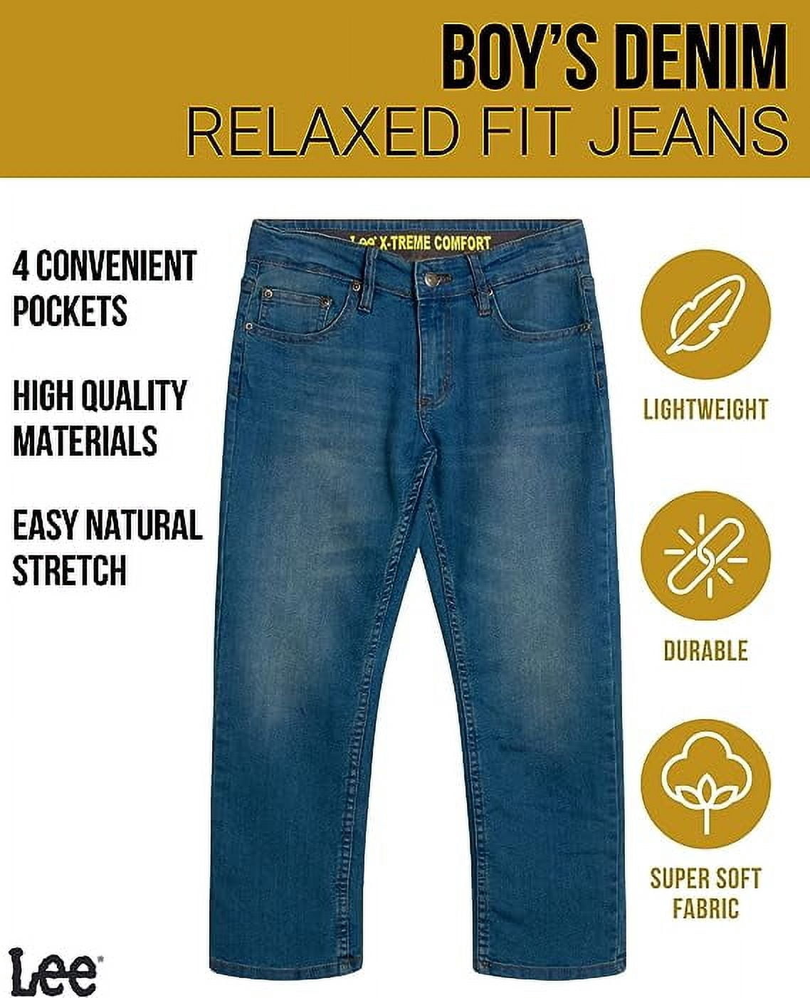 Lee Boys’ Premium Straight Fit Denim Jeans - Ultra Stretch Casual Pants for Boys (8-18 Husky)