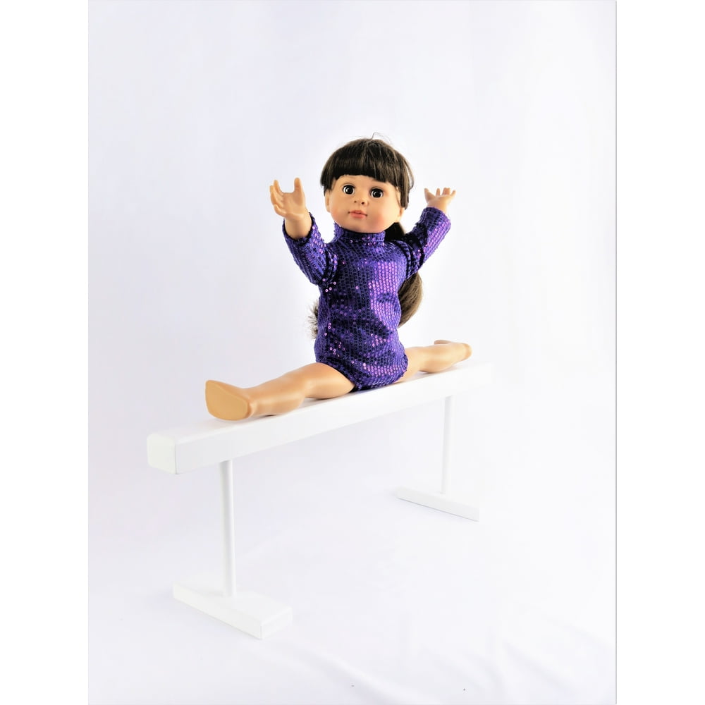 White Wood Balance Beam for Gymnastics or Dance 18Inch Size Dolls