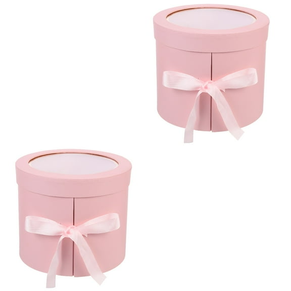 WORGEOUS 2pcs Double Layers Rotating Flower Box Birthday Gift Packing Box Gift Storage Box
