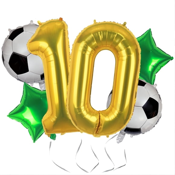 Globos de fútbol Kwuz 40" dorado número 10 para decoración de fiesta
