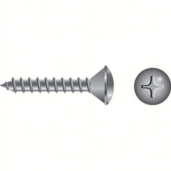 SeaChoice 00796; #8 X 1-1/2 Phillips Head Oval Sheet Metal Screw Stainless Steel 100/ Bag