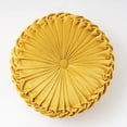 thumbnail image 2 of Nvzi Solid Velvet Seat Cushions Round Floor Pillows Thicken Chair Cushions Pleated Chair Pads Seat Pad Throw Pillows for Bedroom Living Room (Yellow,Diameter 14"), 2 of 5