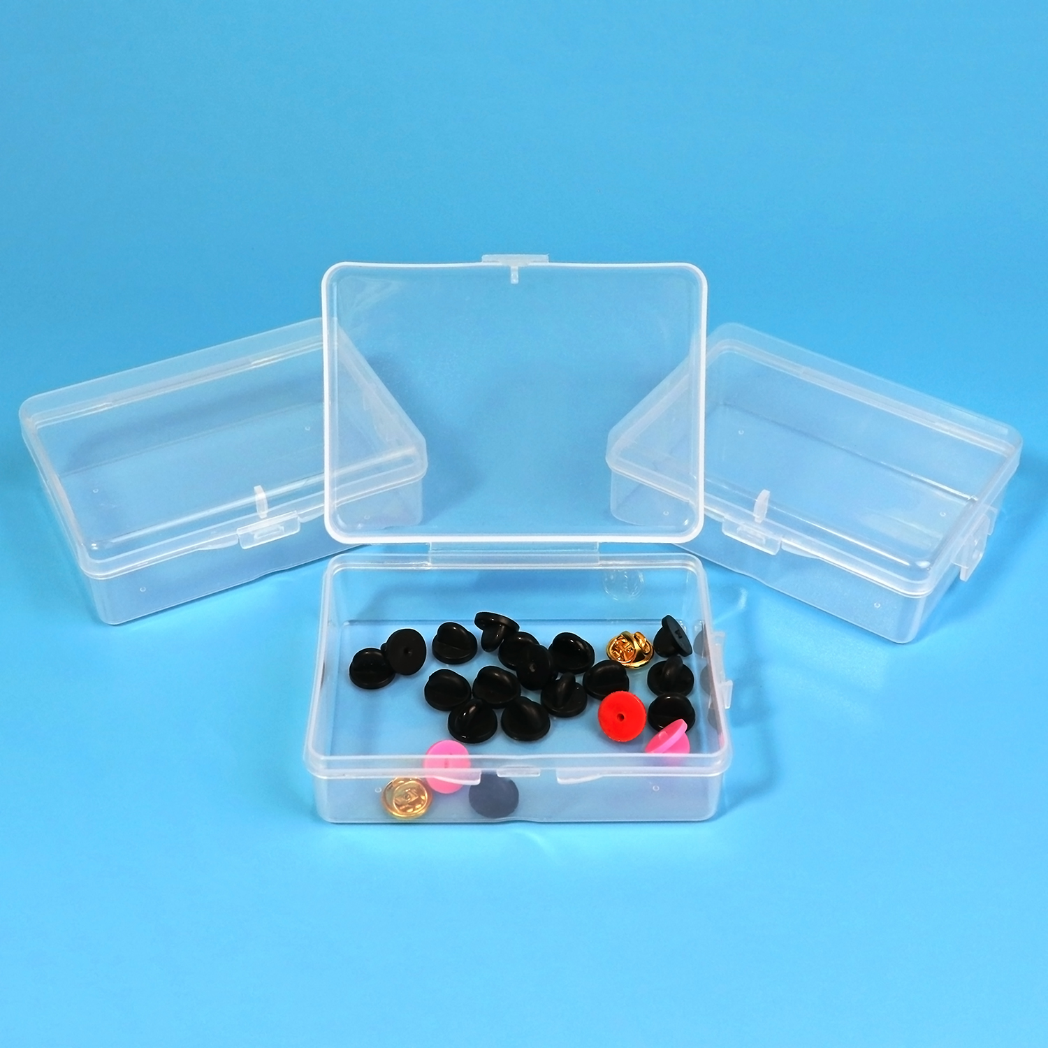 24 Pack 3.5x2.6x1.1 inches Small Clear Plastic Box Storage Containers Hinged Lid Rectangular PP