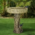 thumbnail image 2 of SunJet Outdoor Garden Bird Bath 24.4In H Wooden Stake Weather Resistant Concrete Birdbath for Yard, 2 of 8