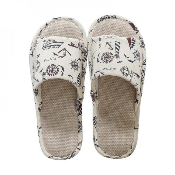 Women's Open Toe Cotton House Slippers Lightweight Linen Slippers,Comfy House Shoes Indoor/Outdoor Cozy Soft Sole with Arch Support Summer Skidproof Floral Slippers,Size 6-10 Flower