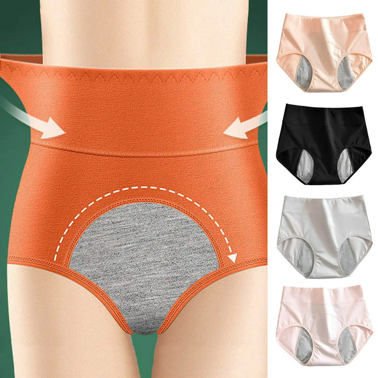 Jiaroswwei Women Panties Leak Proof High Waist Solid Color Heightened Front  Crotch Close Fit Hip Lift Period Underwear Menstruation Panties for Daily