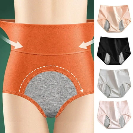 

rygai Women Panties Leak Proof High Waist Solid Color Heightened Front Crotch Close Fit Hip Lift Period Underwear Menstruation Panties for Daily Wear Black 2XL
