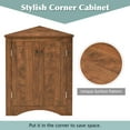 thumbnail image 6 of Bathroom Corner Storage Cabinet, Small Triangle Floor Corner Cabinet with Doors and Adjustable Shelves, Freestanding Narrow Cabinet Organizer for Bathroom, Kitchen, Living Room, Brown, 6 of 9