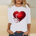 thumbnail image 2 of VKOYWKM Womens Valentine's Day Shirts Heart Print Tees Cute Tops Holiday 3/4 Sleeve T Shirts Casual Crew Neck Romantic Tshirts, 2 of 5