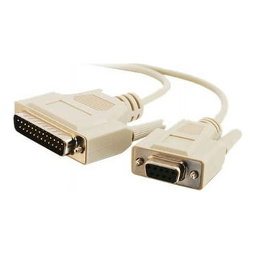 C2G 03019 DB25 Male to DB9 Female Serial RS232 Null Modem Cable, Beige (6 Feet, 1.82 Meters)