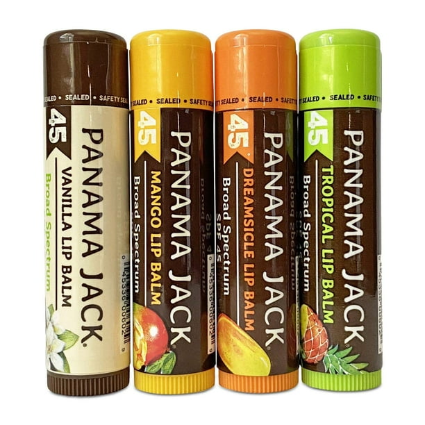 Panama Jack Sunscreen Lip Balm SPF 45, Flavor Pack, Broad Spectrum