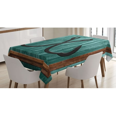 

Nautical Tablecloth Fishing Lures Anchor Modern Abstract Painting Wooden Frame Rustic Rectangular Table Cover for Dining Room Kitchen Decor 52 X 70 Pale Teal Grey Caramel by Ambesonne