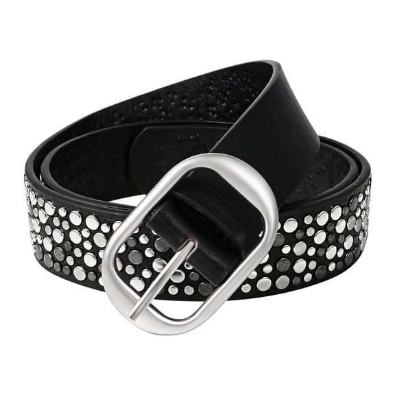Avaner Punk Studded Belt for Women Men: Y2K Style Rivet PU Leather Belt with Silve/Black Alloy Buckle,Unisex
