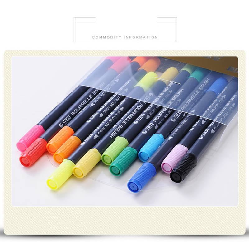 JANDEL Dual Tip Watercolor Brush Markers - Sta Non-Toxic Water Based Lettering Marker Calligraphy Pens
