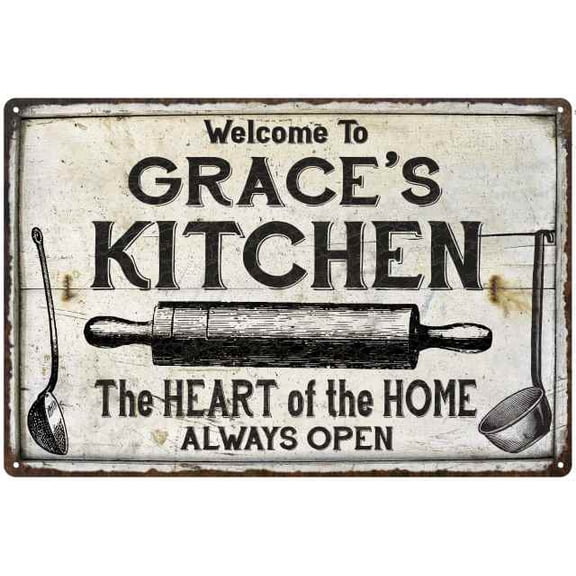 GRACE'S Kitchen Farmhouse Sign Gift 8x12 Metal 108120033117