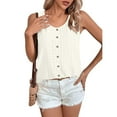 thumbnail image 4 of Hot days, bold styles Olyvenn Summer Tops for Women 2025 Vacation Sleeveless Eyelet Tanks Blouses Loose Fit Crewneck Solid Color Beach Travel Top White S, 4 of 7