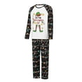 thumbnail image 3 of Elippeo Family Matching Christmas Pajamas, Letter  Elf Print Long-Sleeved Round Neck Tops + Candy Cane Pattern Trousers Sleepwear, 3 of 10