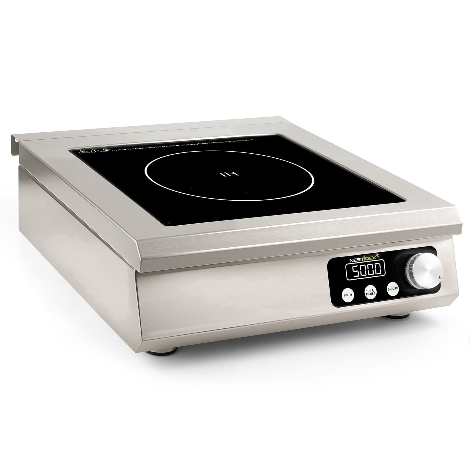 5000W Commercial Induction Cooktop, 208V 3-Phase Large Induction Burner with 20 Power & Temp Levels, 9.25" Large Coil, 24h Timer, Pro Electric Countertop Burners for Restaurant Kitchen