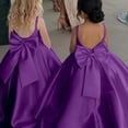 thumbnail image 2 of Bmisegm Girls' Dresses Spaghetti Strap Back Big Bow High Waist Floor Length A Line Gown with Sweep Train Formal Occasion Dress for Girls 3-4 Years, 2 of 5