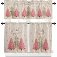 thumbnail image 2 of Christmas Kitchen Window Curtain Set with Tiers and Valance, 3 Pieces Rod Pocket Valances Pink and Buffalo Plaid Xmas Tree Snowflake Vintage Window Treatment Semi Sheer Kitchen Decor (52"W x 18"L), 2 of 6