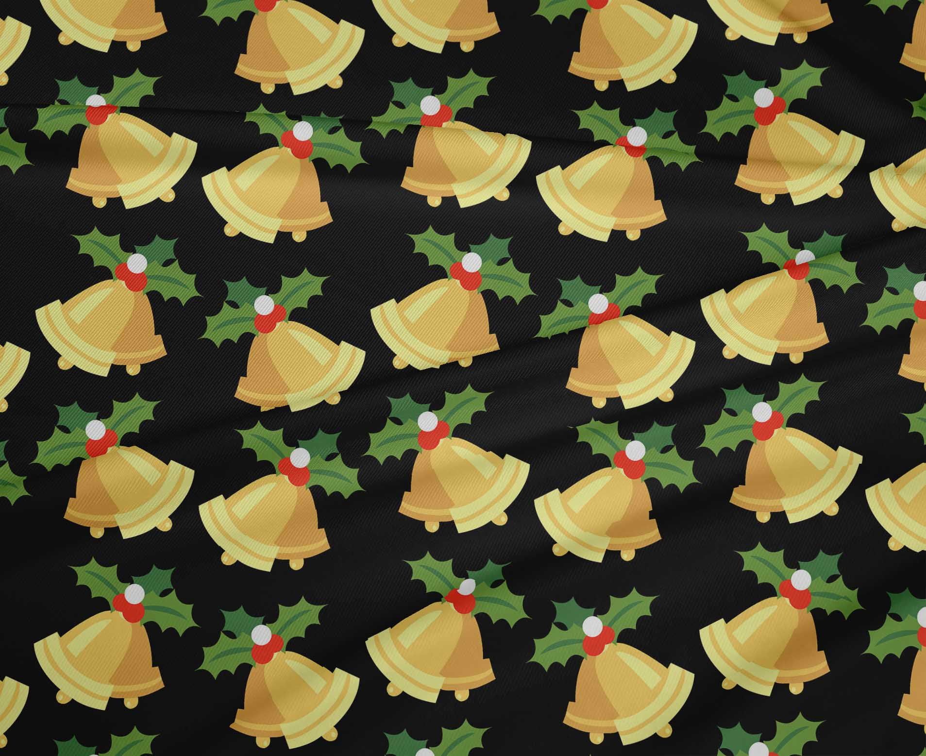 oneOone Polyester Spandex Black Fabric Merry Christmas Fabric For Sewing Printed Craft Fabric By The Yard 56 Inch Wide