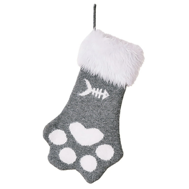 Members Party Holiday Plush White Pet 16.9 Stockings, Dog Dog Classic inches Paw Christmas Red Decorations Puppy and Stockings, for Cat Family Xmas
