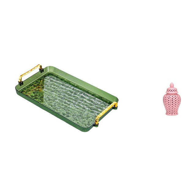 Bandeja para servir,Bandeja rectangular para servir en la cocina con asa,Jarra de jengibre de cerámica,Arreglo floral en jarrón de cerámica tipo tarro de jengibre,Jarrón decorativo de