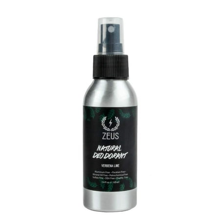 ZEUS Natural Deodorant Spray - Natural Verbena Lime Scent - 3.4 Fluid (Sam Natural Deodorant Best Scent)