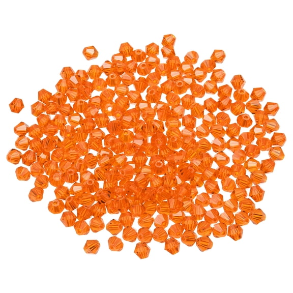 Uxcell 100pcs 8mm Bicone Glass Crystal Beads, Faceted Beads Orange Red