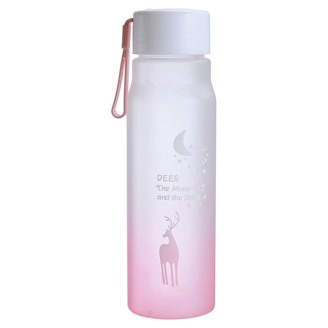 Yuarrent Botella de agua 500ml portátil a prueba de fugas helado deporte jugo beber plástico al aire libre Fitness senderismo bebida rosa Type3 NO3