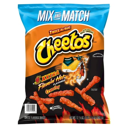 Cheetos XXTRA Flamin' Hot Flavored Crunchy Cheese Flavored Snacks 17 3/8oz 492.5g