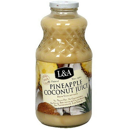 L&A Pineapple Coconut Juice, 32 oz (Pack of 6)