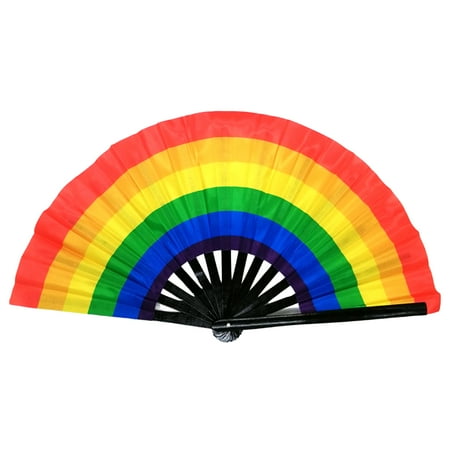 

Ankishi Folding Fan | Rainbow Rave Hand Fan | Bamboo Holding Hand Fan Large Folding Fan with Bright Color Chinese Kung Fu Folding Fan for Festival Party Procession