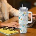 thumbnail image 6 of Fotbe Gold Stars Blue Dots Pattern Pattern 40oz Ice Bully With Handle And Straw Stainless Steel Vacuum Insulated Cup And 2 In 1 Straw Lid, 6 of 8