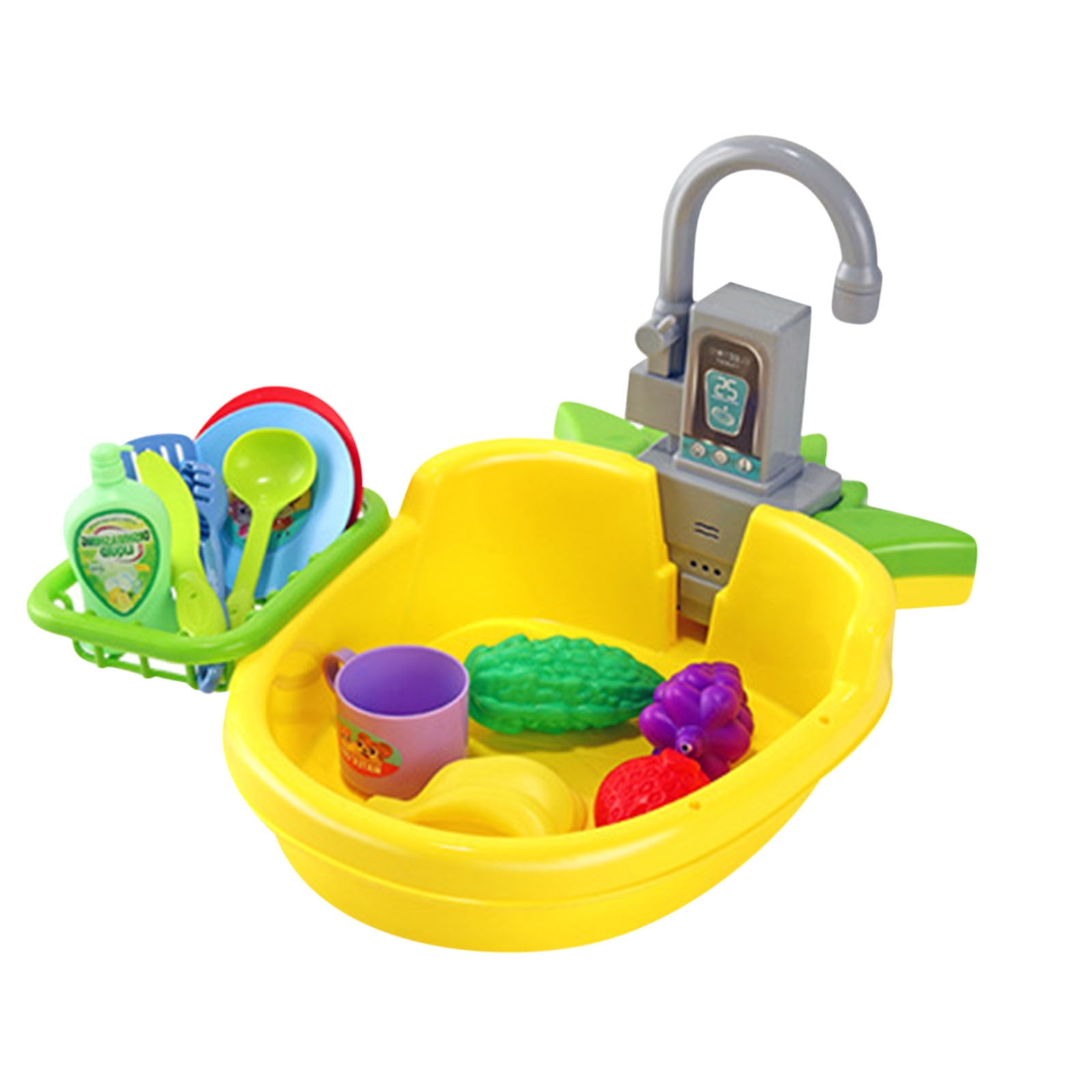 QIIBURR Play Kitchen Sink Baby Play House Childrens Electric Dishwasher