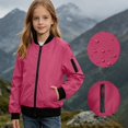 thumbnail image 2 of SGFCWSX Girls Bomber Jacket Zip Up Lightweight Water Resistant Pockets Casual Windbreaker Coat Hot Pink Size 7, 2 of 9