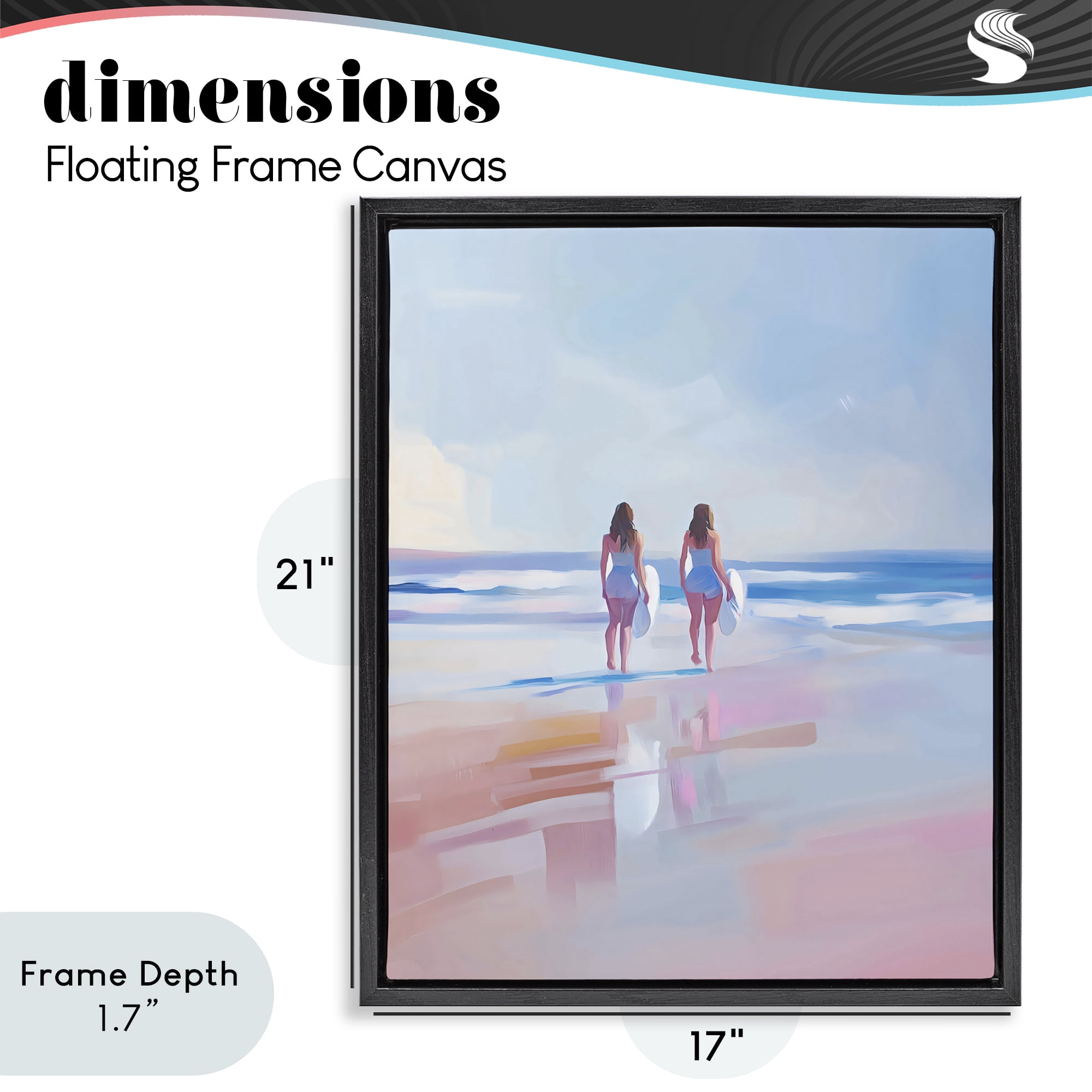 Stupell Industries Heading To Surf at Dawn Black Framed Floater Canvas Wall Art, design by The Prints Vibe