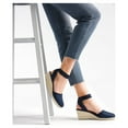 thumbnail image 3 of Ream Pairs Women Espadrilles Wedge Sandals Comfort Elastic Ankle Strap Shoes Amanda-1 Navy Size 9.5, 3 of 5